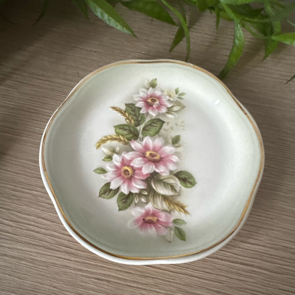 Royal Worcester Spode Palissy Floral Plate with Pink and Green